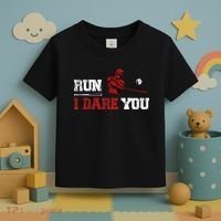 Run I Dare You Funny Baseball Catcher Baseball Player Lover Toddler T-Shirt thumb 3