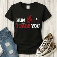 Run I Dare You Funny Baseball Catcher Baseball Player Lover Women's T-Shirt thumb 3