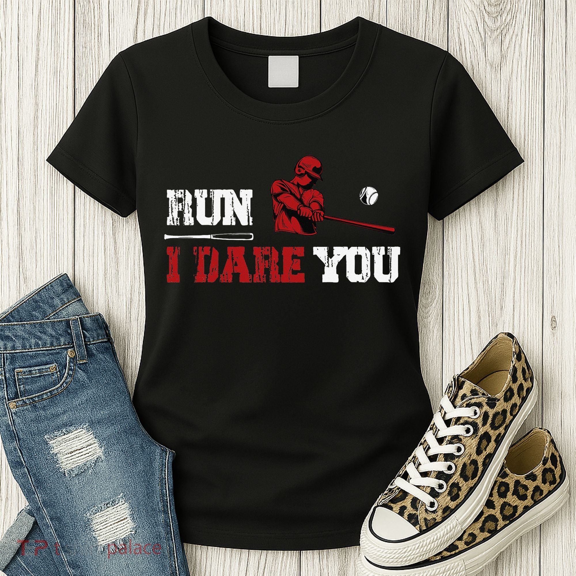 Run I Dare You Funny Baseball Catcher Baseball Player Lover Women's T-Shirt
