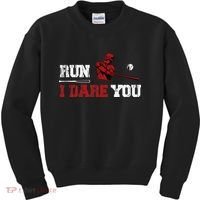 Run I Dare You Funny Baseball Catcher Baseball Player Lover Kids Sweatshirt thumb 0