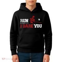 Run I Dare You Funny Baseball Catcher Baseball Player Lover Kids Hoodie thumb 4