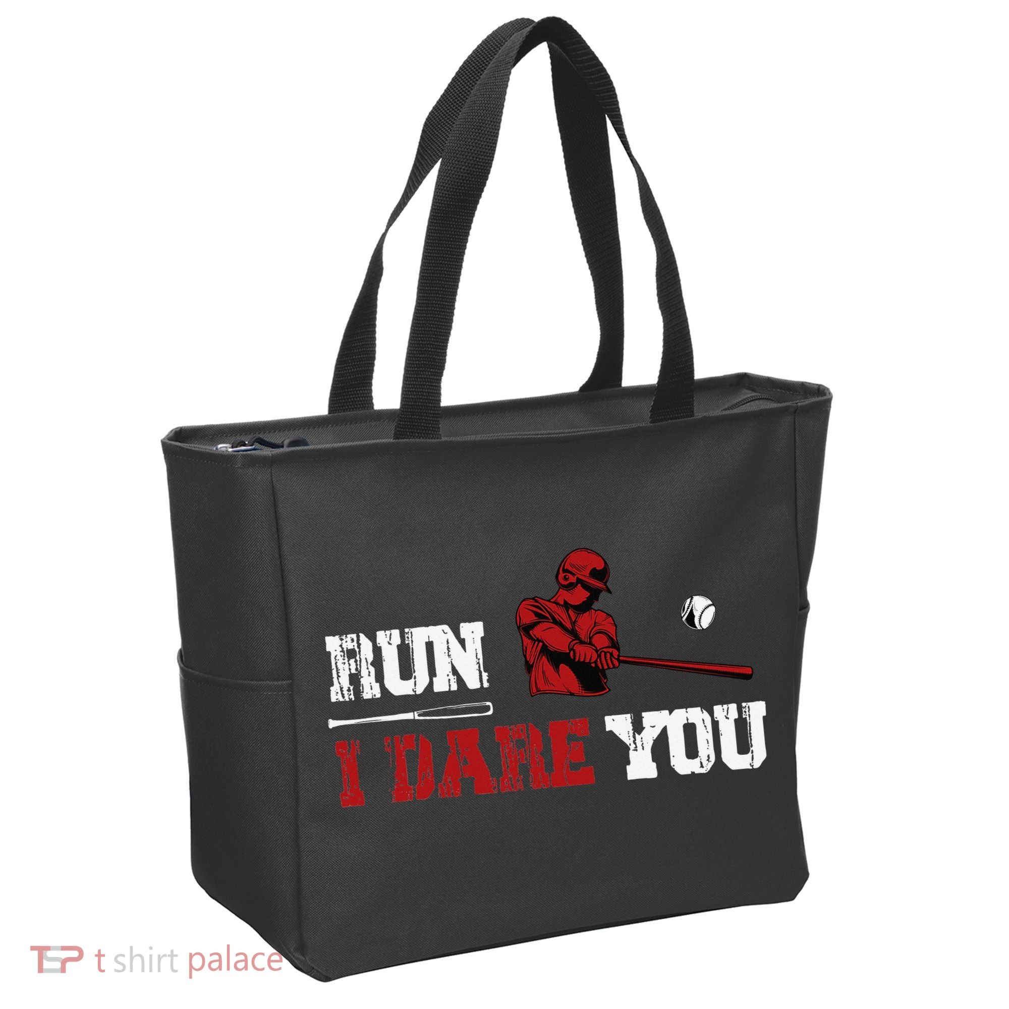Run I Dare You Funny Baseball Catcher Baseball Player Lover Tote Bag