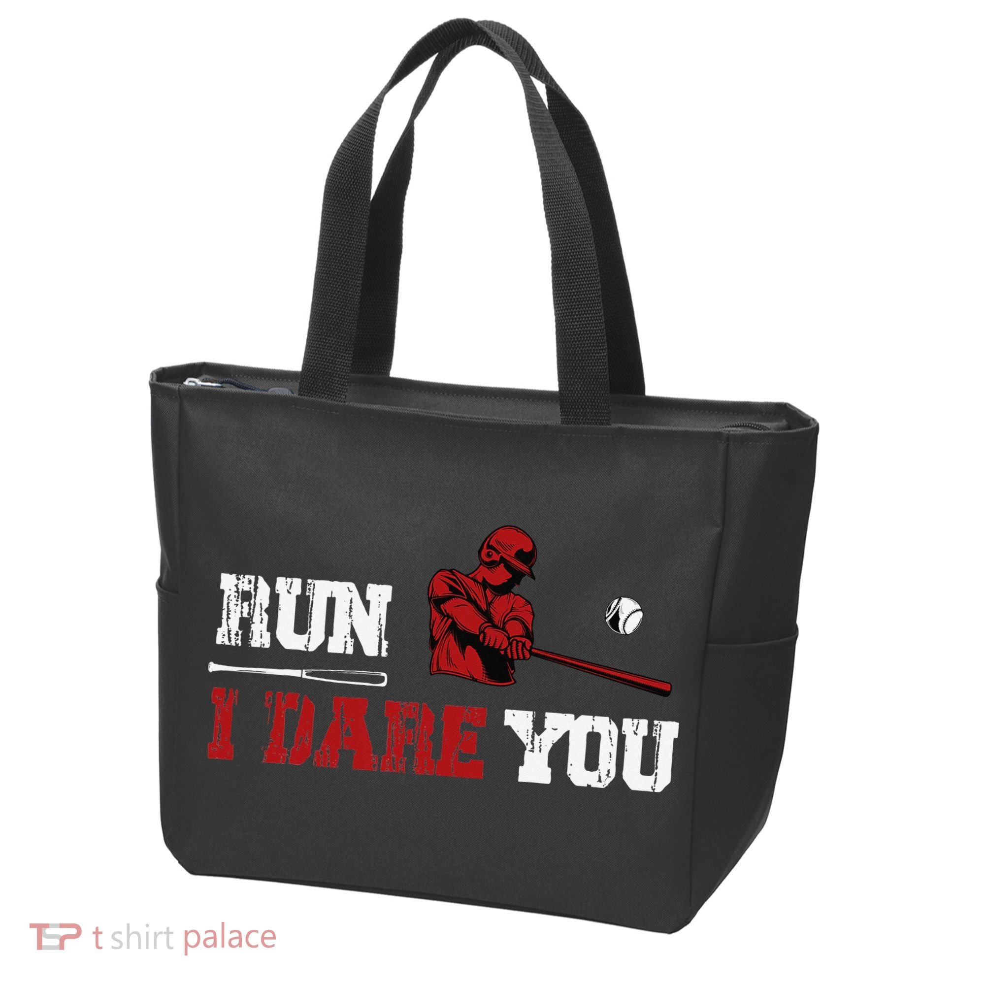 Run I Dare You Funny Baseball Catcher Baseball Player Lover Tote Bag