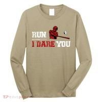 Run I Dare You Funny Baseball Catcher Baseball Player Lover Long Sleeve Shirt thumb 0