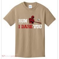 Run I Dare You Funny Baseball Catcher Baseball Player Lover Kids T-Shirt thumb 0
