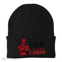 Run I Dare You Funny Baseball Catcher Baseball Player Lover Beanie thumb 0
