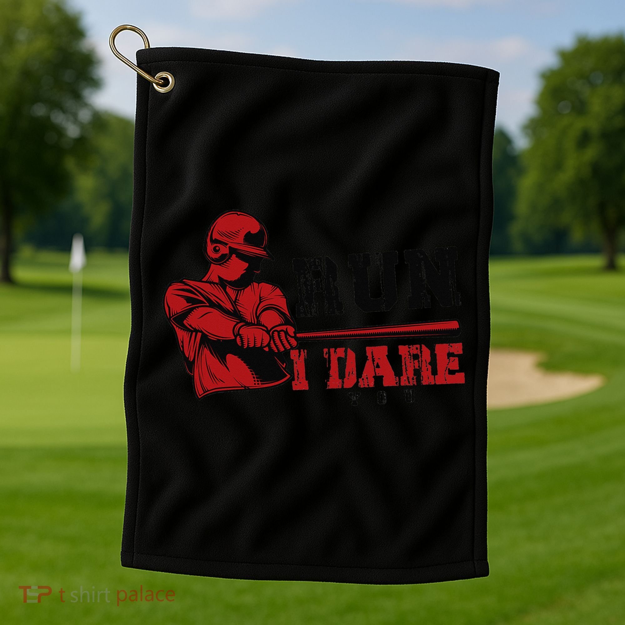 Run I Dare You Funny Baseball Catcher Baseball Player Lover Golf Towel