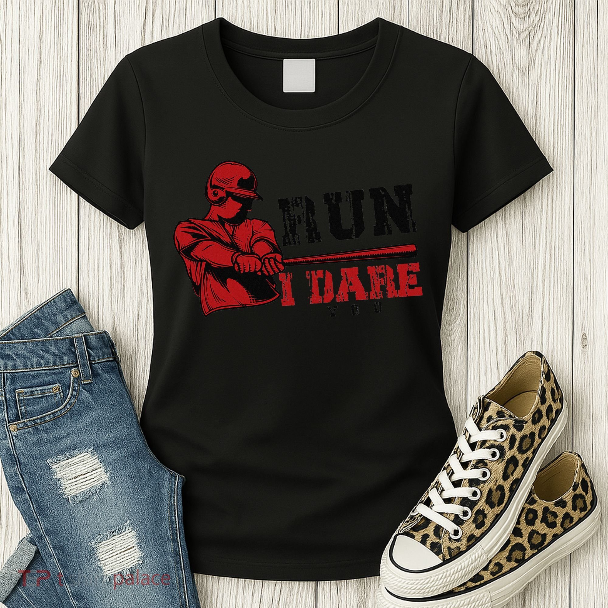 Run I Dare You Funny Baseball Catcher Baseball Player Lover Women's T-Shirt