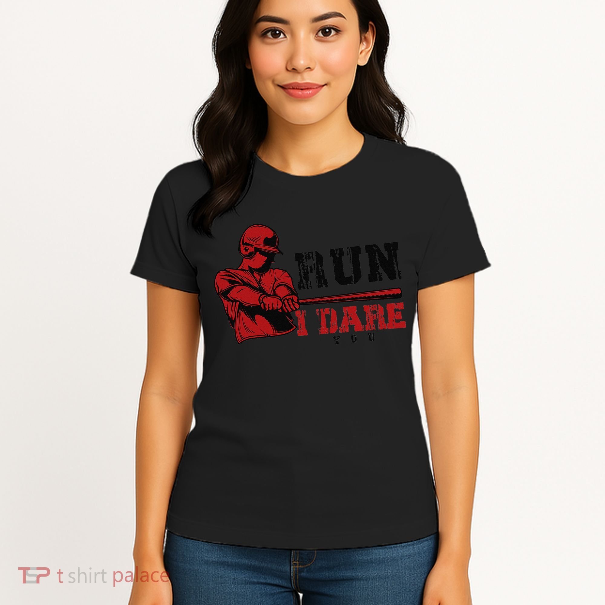 Run I Dare You Funny Baseball Catcher Baseball Player Lover Women's T-Shirt