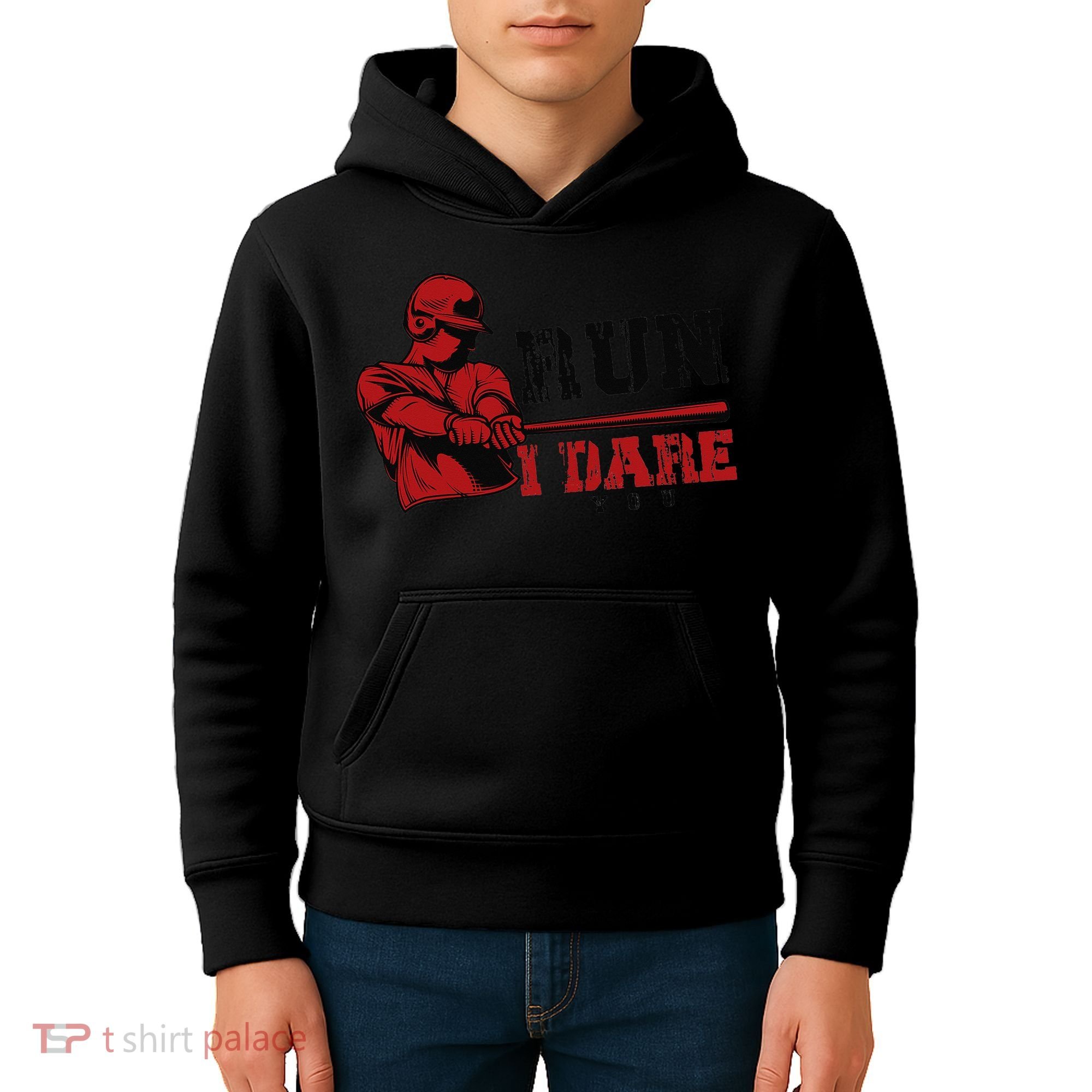 Run I Dare You Funny Baseball Catcher Baseball Player Lover Kids Hoodie