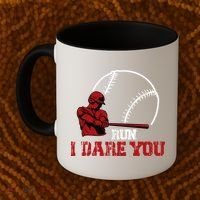 Run I Dare You Funny Baseball Catcher Baseball Player Lover Coffee Mug thumb 2