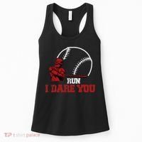 Run I Dare You Funny Baseball Catcher Baseball Player Lover Women's Tank Top thumb 0