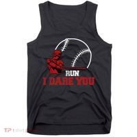 Run I Dare You Funny Baseball Catcher Baseball Player Lover Tank Top thumb 0