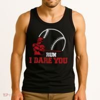 Run I Dare You Funny Baseball Catcher Baseball Player Lover Tank Top thumb 3