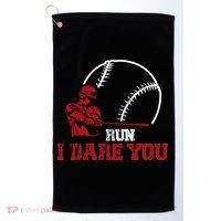 Run I Dare You Funny Baseball Catcher Baseball Player Lover Golf Towel thumb 0