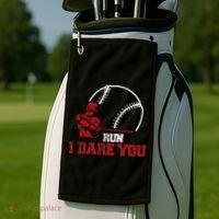 Run I Dare You Funny Baseball Catcher Baseball Player Lover Golf Towel thumb 2