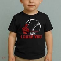 Run I Dare You Funny Baseball Catcher Baseball Player Lover Toddler T-Shirt thumb 2