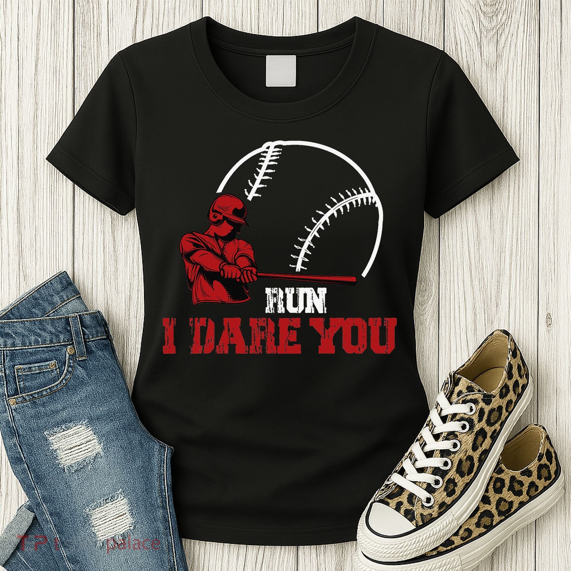 Run I Dare You Funny Baseball Catcher Baseball Player Lover Women's T-Shirt