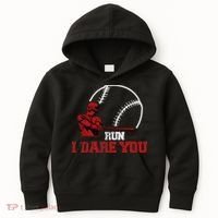 Run I Dare You Funny Baseball Catcher Baseball Player Lover Kids Hoodie thumb 0
