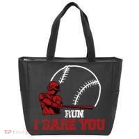 Run I Dare You Funny Baseball Catcher Baseball Player Lover Tote Bag thumb 0