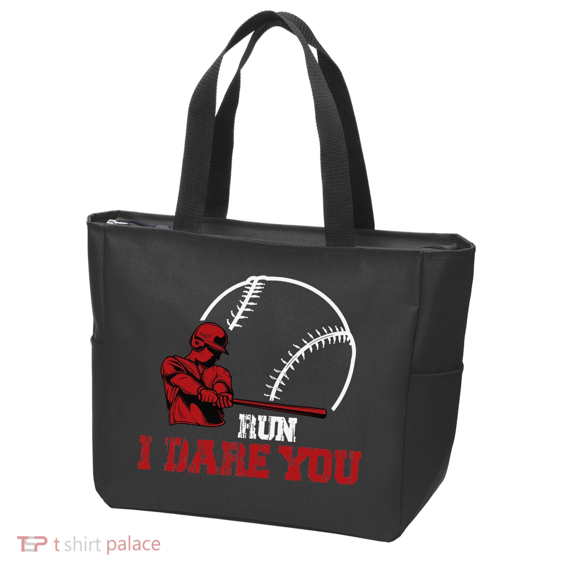Run I Dare You Funny Baseball Catcher Baseball Player Lover Tote Bag