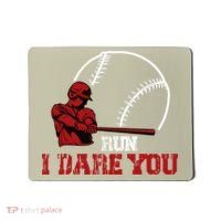 Run I Dare You Funny Baseball Catcher Baseball Player Lover Mousepad thumb 0