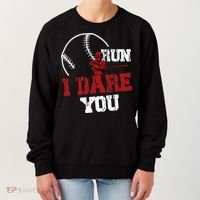 Run I Dare You Funny Baseball Catcher Baseball Player Lover Women's Sweatshirt thumb 0