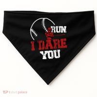 Run I Dare You Funny Baseball Catcher Baseball Player Lover USA-Made Doggie Bandana thumb 0