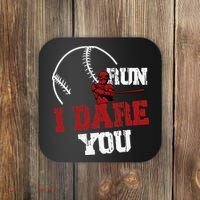 Run I Dare You Funny Baseball Catcher Baseball Player Lover Coaster thumb 0