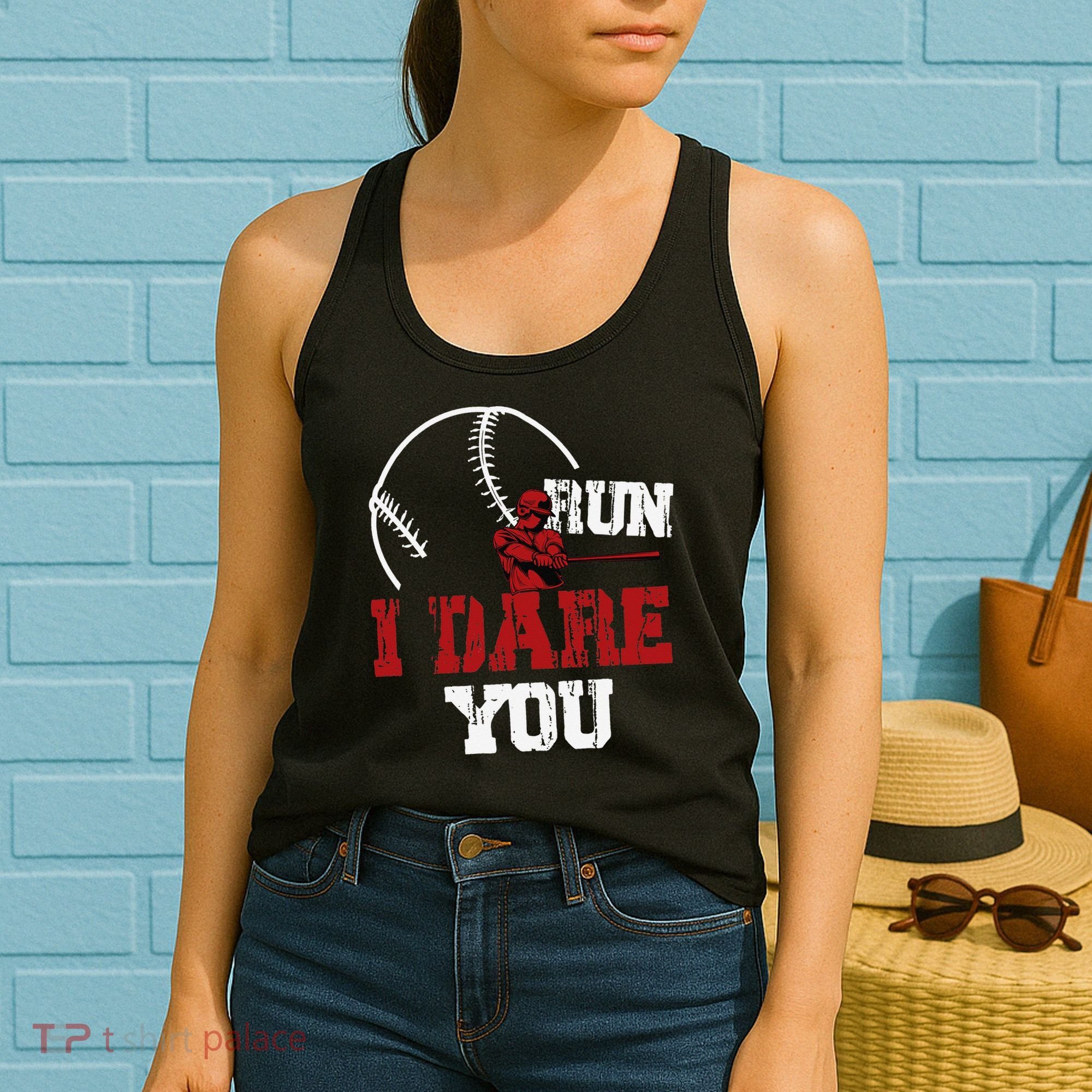 Run I Dare You Funny Baseball Catcher Baseball Player Lover Women's Tank Top