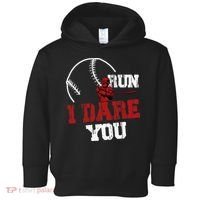 Run I Dare You Funny Baseball Catcher Baseball Player Lover Toddler Hoodie thumb 0