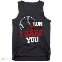 Run I Dare You Funny Baseball Catcher Baseball Player Lover Tank Top thumb 0