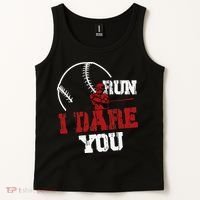 Run I Dare You Funny Baseball Catcher Baseball Player Lover Tank Top thumb 2