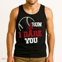 Run I Dare You Funny Baseball Catcher Baseball Player Lover Tank Top thumb 3