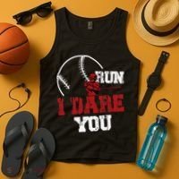 Run I Dare You Funny Baseball Catcher Baseball Player Lover Tank Top thumb 4
