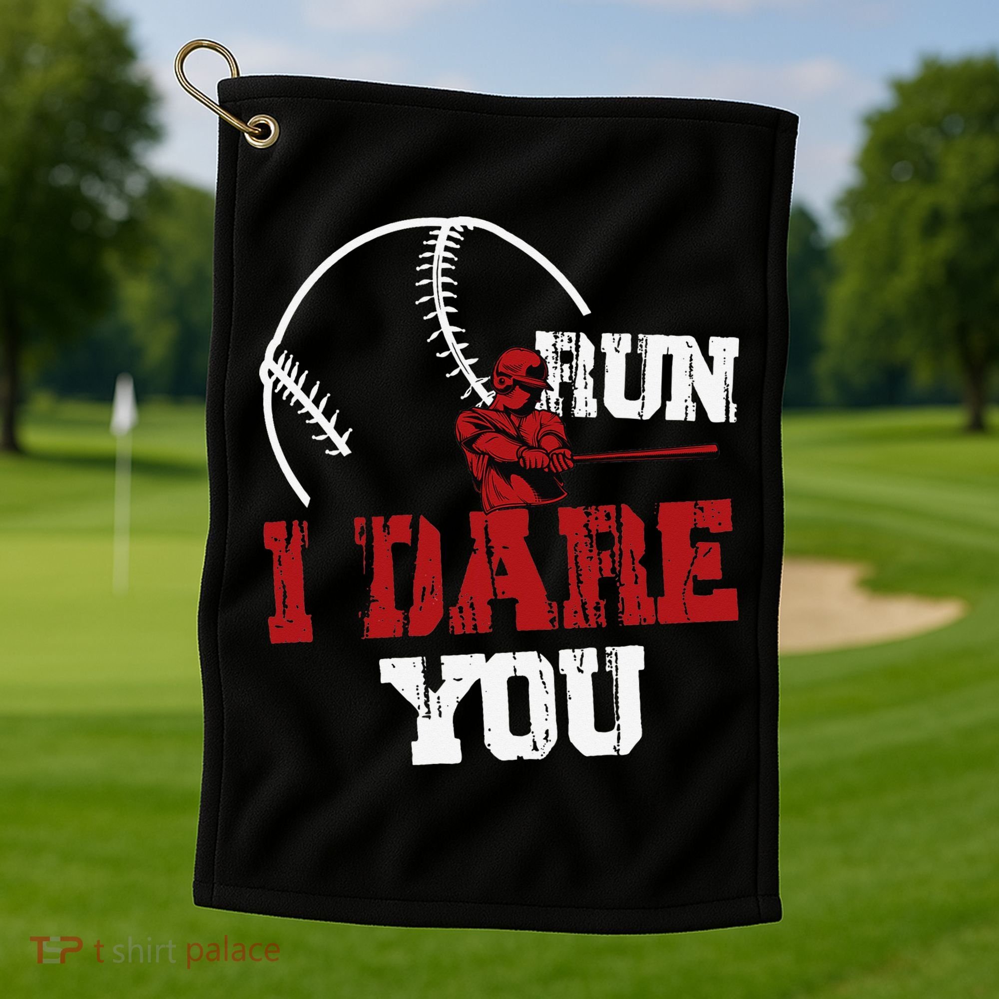 Run I Dare You Funny Baseball Catcher Baseball Player Lover Golf Towel