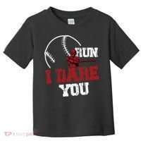 Run I Dare You Funny Baseball Catcher Baseball Player Lover Toddler T-Shirt thumb 0