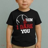 Run I Dare You Funny Baseball Catcher Baseball Player Lover Toddler T-Shirt thumb 2