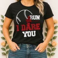 Run I Dare You Funny Baseball Catcher Baseball Player Lover Women's T-Shirt thumb 2