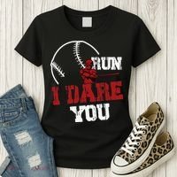 Run I Dare You Funny Baseball Catcher Baseball Player Lover Women's T-Shirt thumb 3