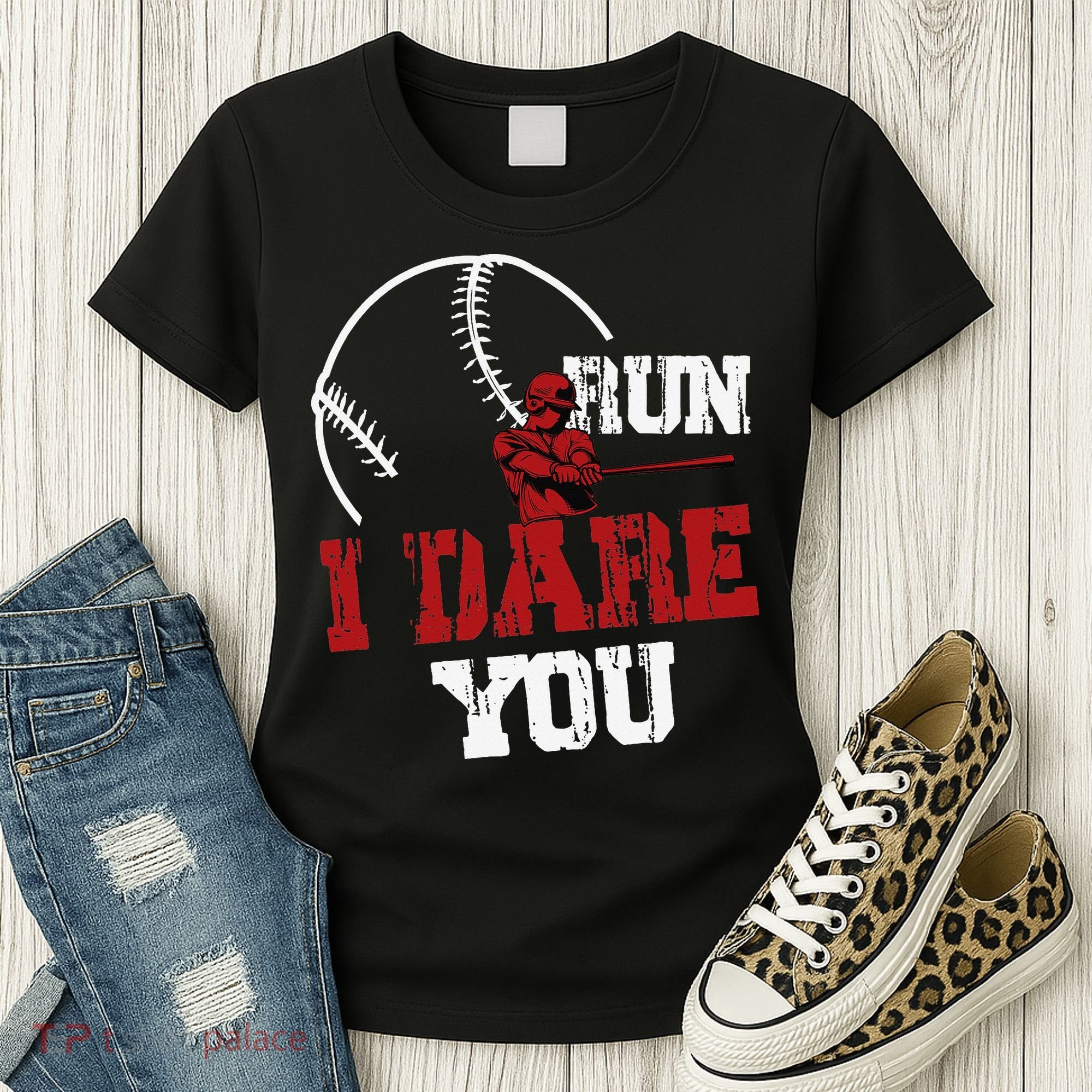 Run I Dare You Funny Baseball Catcher Baseball Player Lover Women's T-Shirt