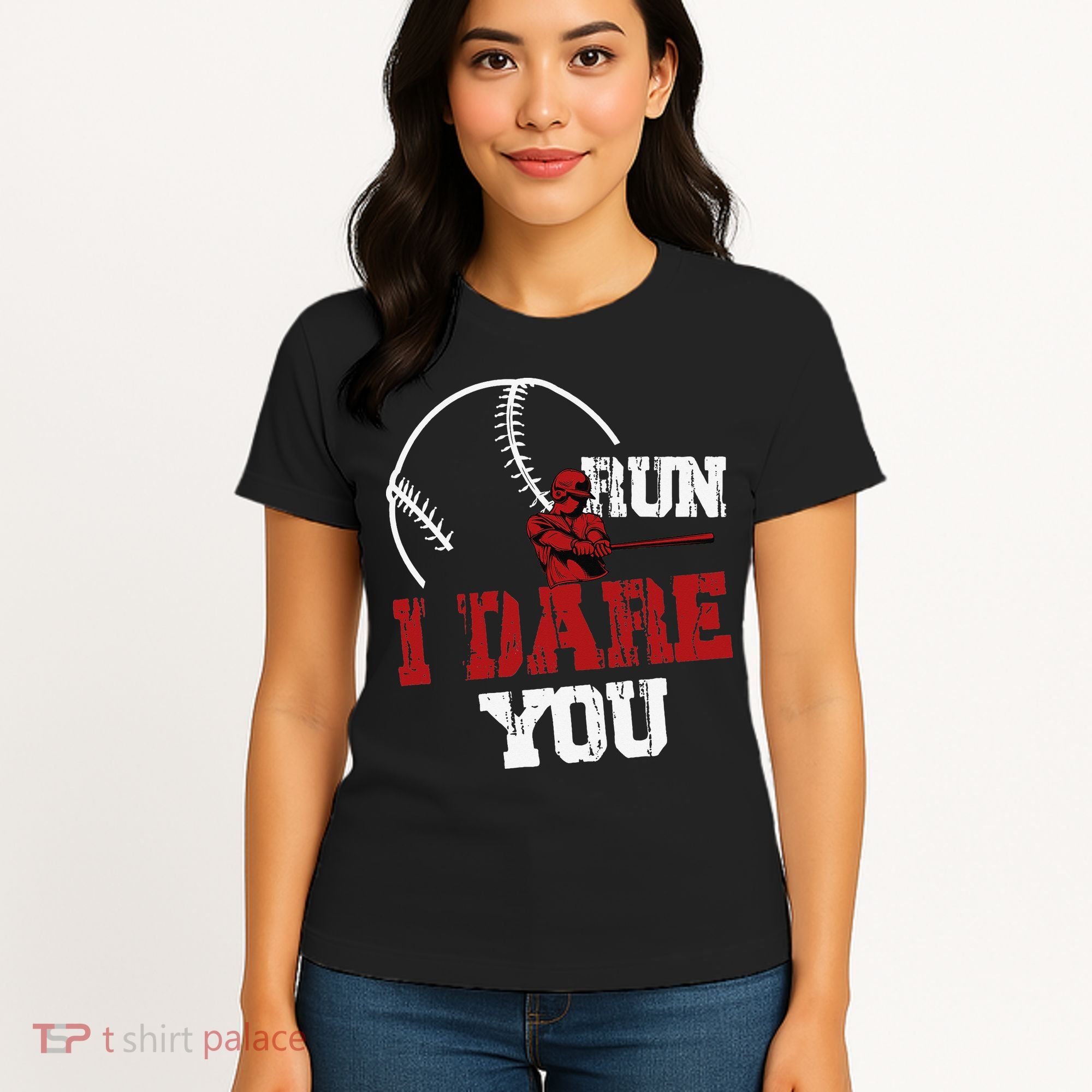 Run I Dare You Funny Baseball Catcher Baseball Player Lover Women's T-Shirt