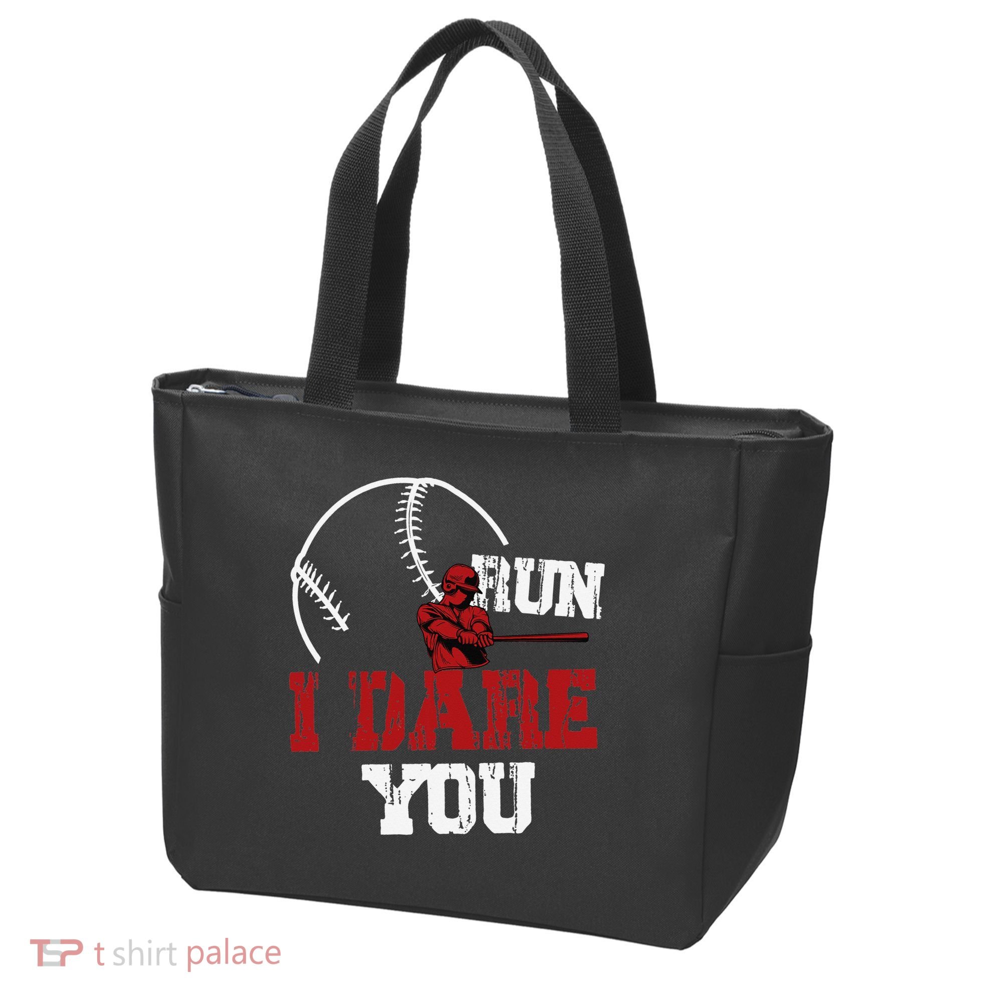 Run I Dare You Funny Baseball Catcher Baseball Player Lover Tote Bag