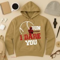 Run I Dare You Funny Baseball Catcher Baseball Player Lover Hoodie thumb 3
