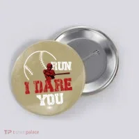 Run I Dare You Funny Baseball Catcher Baseball Player Lover Button thumb 0