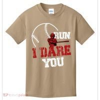 Run I Dare You Funny Baseball Catcher Baseball Player Lover Kids T-Shirt thumb 0