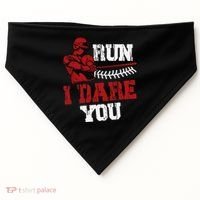 Run I Dare You Funny Baseball Catcher Baseball Player Lover USA-Made Doggie Bandana thumb 0