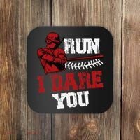 Run I Dare You Funny Baseball Catcher Baseball Player Lover Coaster thumb 0