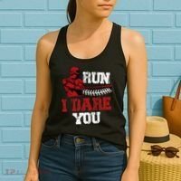 Run I Dare You Funny Baseball Catcher Baseball Player Lover Women's Tank Top thumb 2