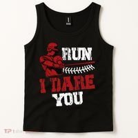 Run I Dare You Funny Baseball Catcher Baseball Player Lover Tank Top thumb 2